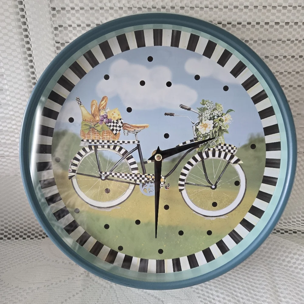 MacKenzie-Childs Bike Ride Retro-Style Clock - Picture 2 of 10